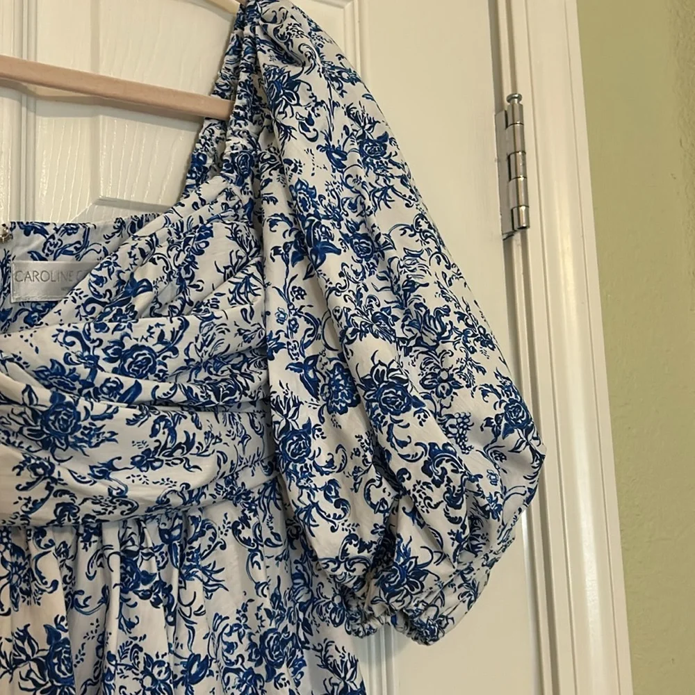 Caroline Constas Brie Top in Blue Toile